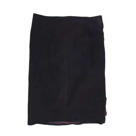 Vintage Cedars Skirt Womens 10 Black Leather Suede High Waist Pencil Midi 80s - Picture 1 of 9